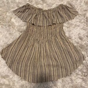 Off the shoulder dress with shorts underneath